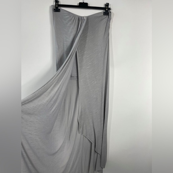 Free People Maxi Slubby Column Asymmetrical Skirt in gray lilac - Picture 3 of 8